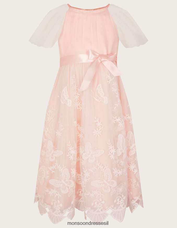 הַלבָּשָׁה Monsoon שמלת גבולות תחרה פרפר מאי ורוד (ורוד חיוור) ילדה HTJ0TZ1813