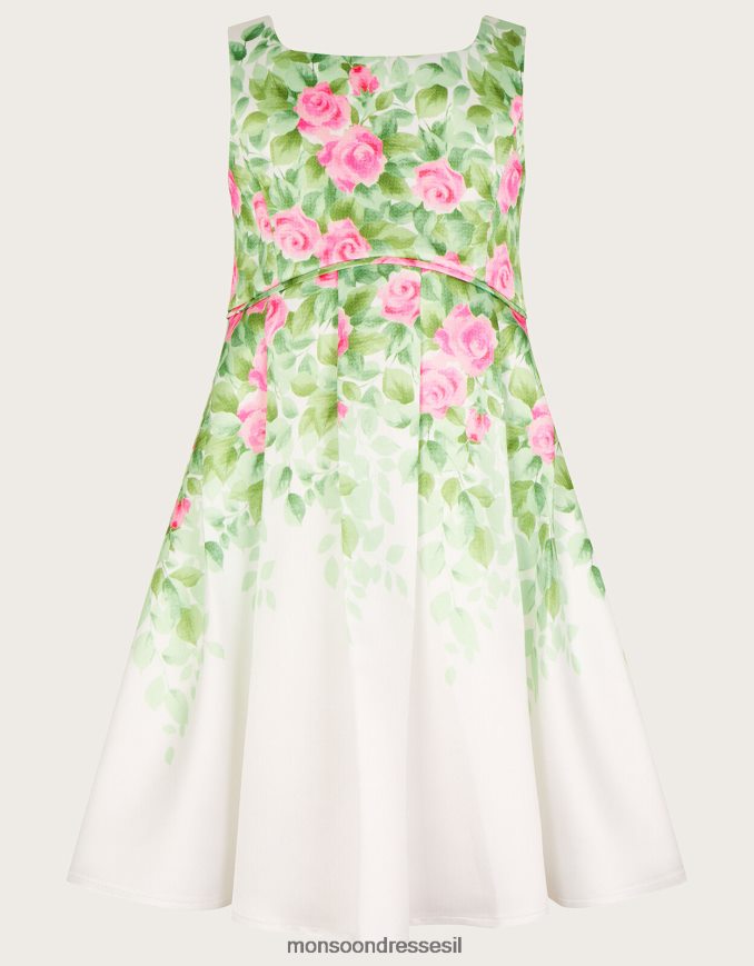 הַלבָּשָׁה Monsoon שמלת דוכסית ורדים בהדפס בוטני שֶׁנהָב ילדה HTJ0TZ1816