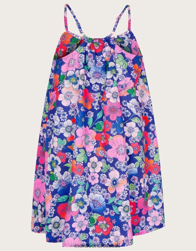 הַלבָּשָׁה Monsoon שמלת רטרו פרחונית כְּחוֹל ילדה HTJ0TZ1818