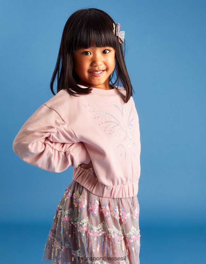 הַלבָּשָׁה Monsoon סוודר יבול פרפר וָרוֹד ילדה HTJ0TZ1820