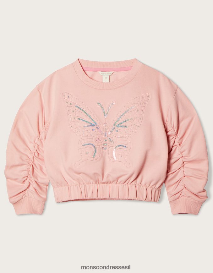 הַלבָּשָׁה Monsoon סוודר יבול פרפר וָרוֹד ילדה HTJ0TZ1820