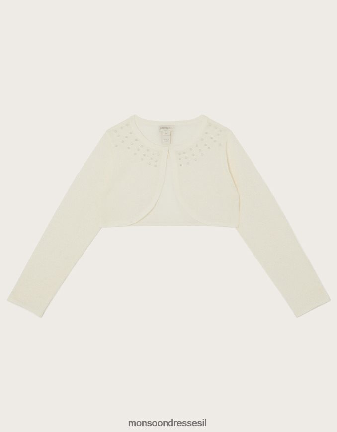 הַלבָּשָׁה Monsoon קרדיגן עם עיטור פנינים שֶׁנהָב ילדה HTJ0TZ1822