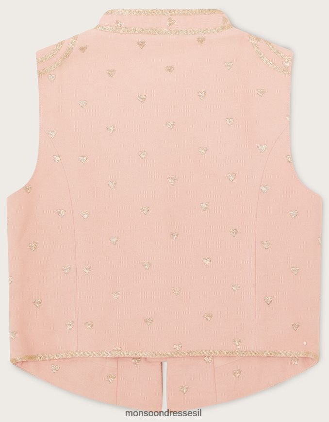 הַלבָּשָׁה Monsoon ארץ הפלא מתופף בלב רקום וָרוֹד ילדה HTJ0TZ1826