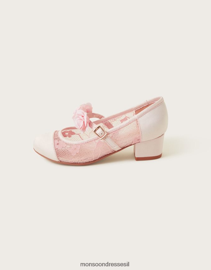 הַנעָלָה Monsoon נעלי עקב נסיכות תחרה של פריחה וָרוֹד ילדה HTJ0TZ1829