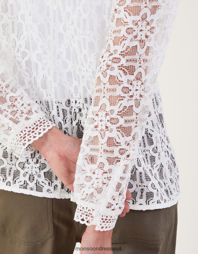 הַלבָּשָׁה Monsoon חולצת תחרה של מריט שֶׁנהָב נשים HTJ0TZ182