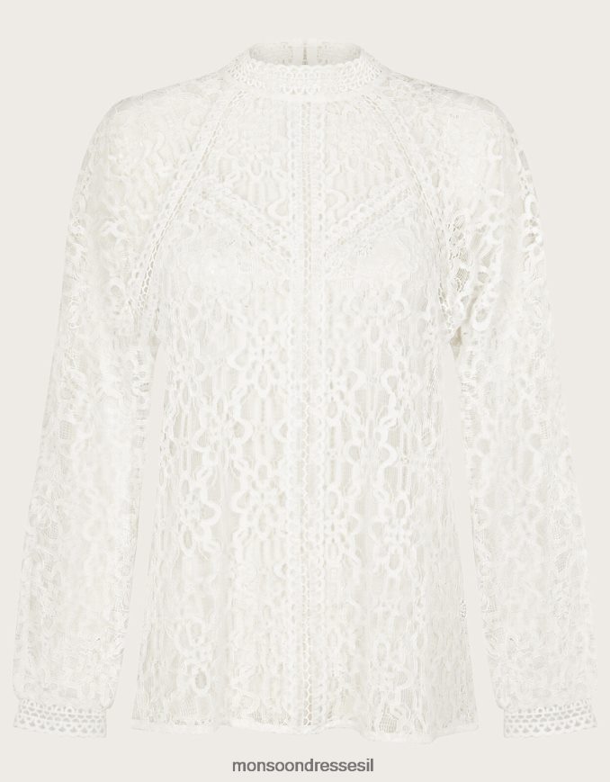 הַלבָּשָׁה Monsoon חולצת תחרה של מריט שֶׁנהָב נשים HTJ0TZ182