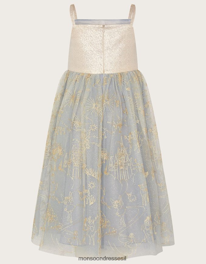 הַלבָּשָׁה Monsoon שמלת ג'קארד רקומה מארץ הפלא אפור ילדה HTJ0TZ1834