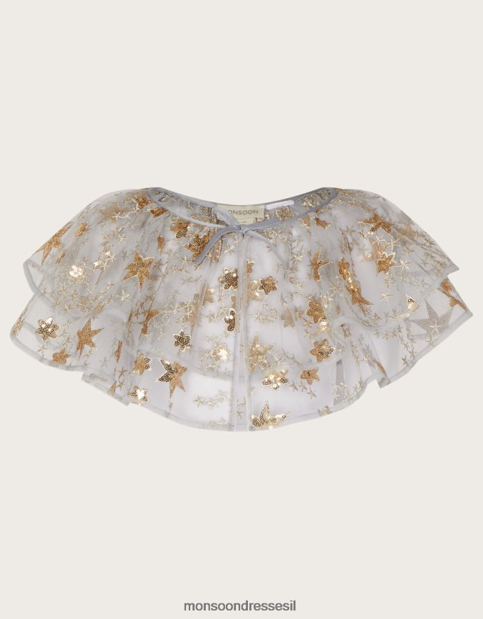 הַלבָּשָׁה Monsoon כוכב הפלא ארץ הפלא עיטור שכמייה קצרה אפור ילדה HTJ0TZ1835