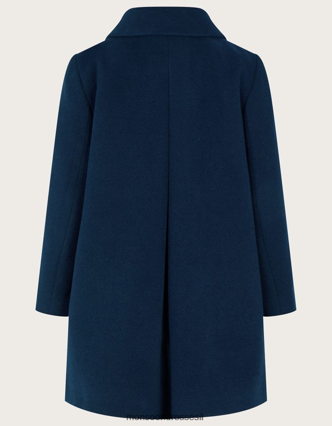 הַלבָּשָׁה Monsoon מעיל נדנדה עם צווארון כיס קשת כחול (צי) ילדה HTJ0TZ1836