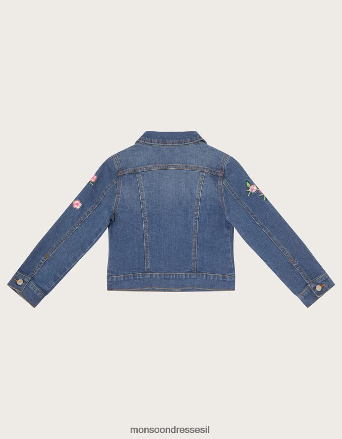 הַלבָּשָׁה Monsoon ז'קט ג'ינס רקום פרחים כְּחוֹל ילדה HTJ0TZ1846