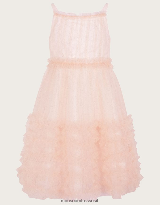 הַלבָּשָׁה Monsoon שמלת מלמלה נוצצת של ארץ הפלא ורוד (ורוד חיוור) ילדה HTJ0TZ1849