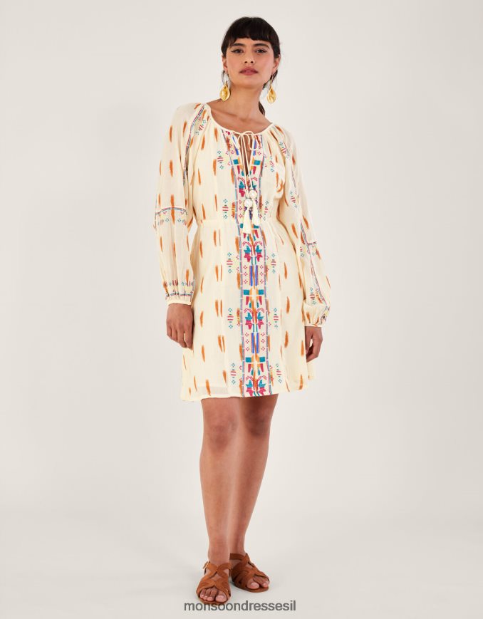 הַלבָּשָׁה Monsoon הדפס אצטקי ושמלה קצרה רקומה שֶׁנהָב נשים HTJ0TZ184
