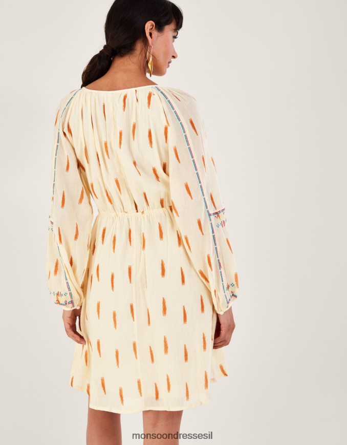 הַלבָּשָׁה Monsoon הדפס אצטקי ושמלה קצרה רקומה שֶׁנהָב נשים HTJ0TZ184