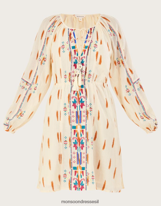 הַלבָּשָׁה Monsoon הדפס אצטקי ושמלה קצרה רקומה שֶׁנהָב נשים HTJ0TZ184