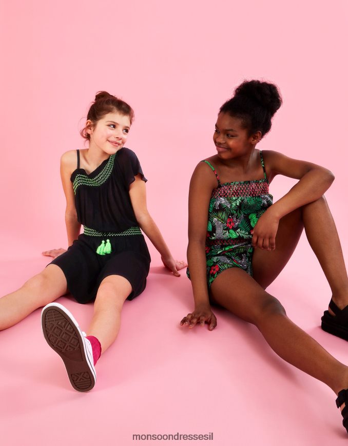 הַלבָּשָׁה Monsoon שמלה עם כתף אחת שָׁחוֹר ילדה HTJ0TZ1853