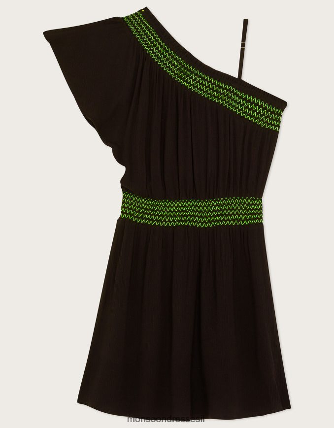 הַלבָּשָׁה Monsoon שמלה עם כתף אחת שָׁחוֹר ילדה HTJ0TZ1853