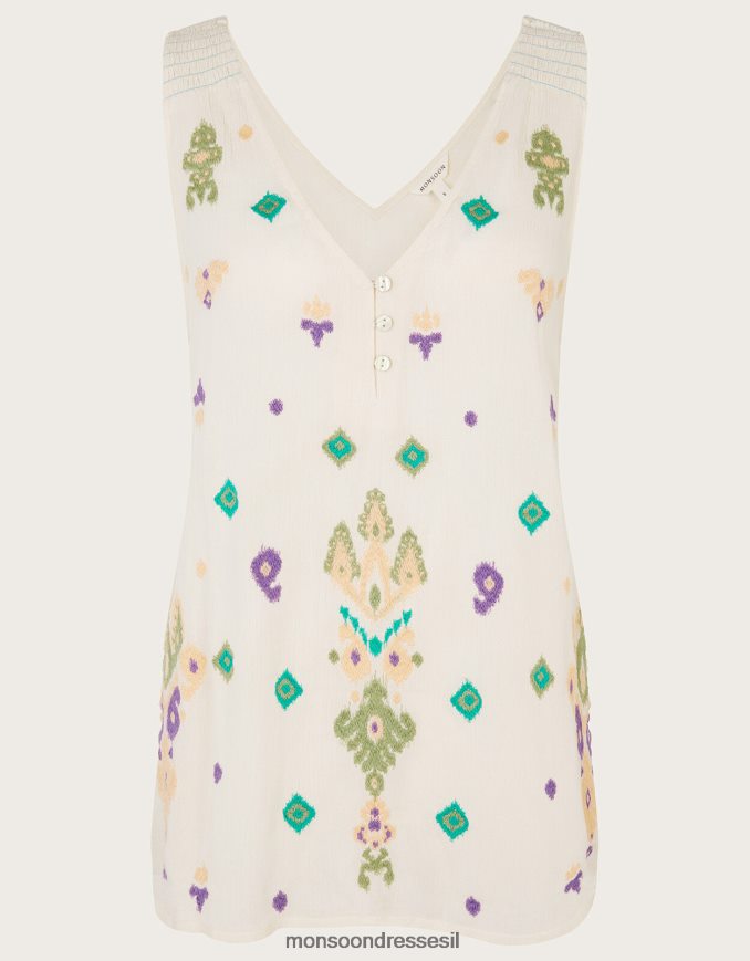 הַלבָּשָׁה Monsoon חלק עליון רקום ללא שרוולים לבן נשים HTJ0TZ185