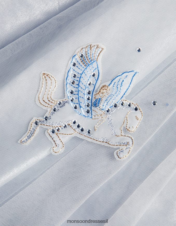 הַלבָּשָׁה Monsoon שמלת שימר של ארץ הפלא פגסוס יהלומי אפור ילדה HTJ0TZ1867