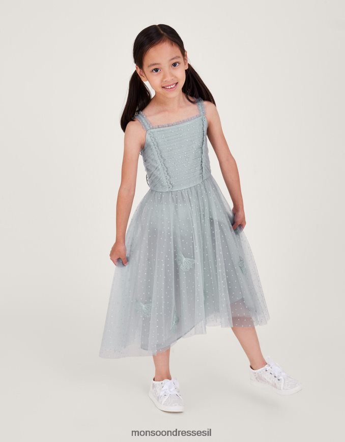 הַלבָּשָׁה Monsoon שמלת נצנצים ארץ הפלא כנפי פרפר אפור ילדה HTJ0TZ1869