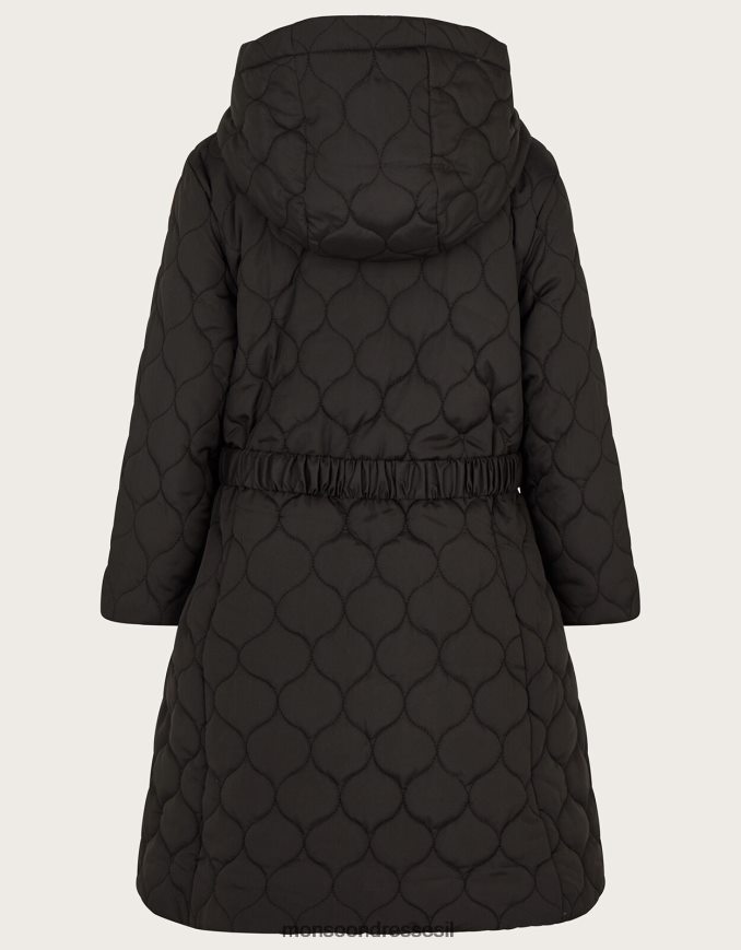 הַלבָּשָׁה Monsoon מעיל ארוכות מרופד עם קפוצ'ון שָׁחוֹר ילדה HTJ0TZ1883