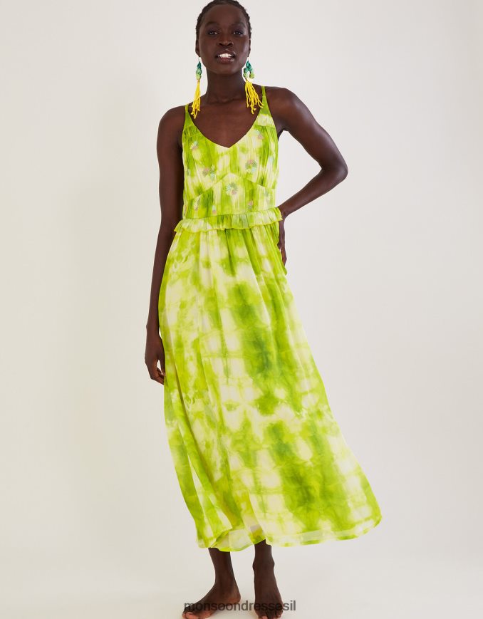 הַלבָּשָׁה Monsoon שמלת קשירה של דלילה עם ויסקוזה בר קיימא ירוק (ירוק בהיר) נשים HTJ0TZ188