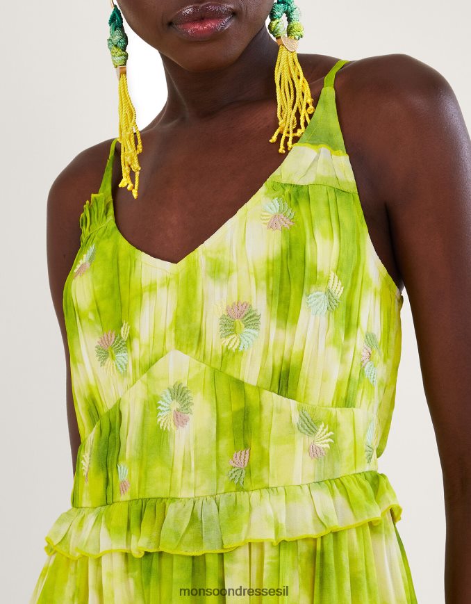 הַלבָּשָׁה Monsoon שמלת קשירה של דלילה עם ויסקוזה בר קיימא ירוק (ירוק בהיר) נשים HTJ0TZ188