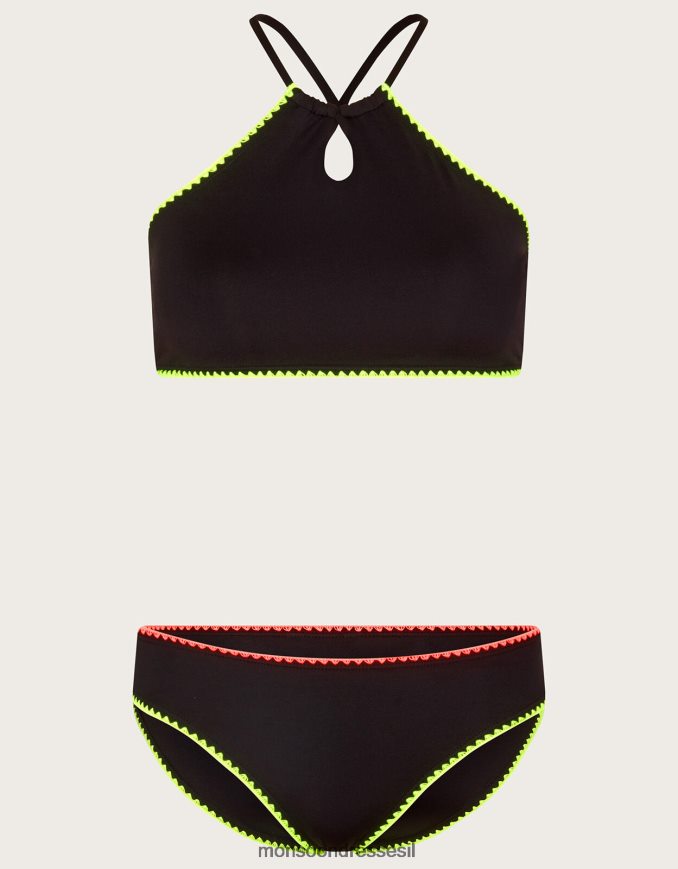 הַלבָּשָׁה Monsoon סט ביקיני חתוך שָׁחוֹר ילדה HTJ0TZ1895