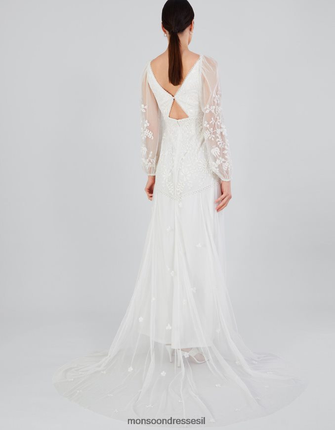 הַלבָּשָׁה Monsoon שמלת מקסי כלה מקושטת של ג'וזט שֶׁנהָב נשים HTJ0TZ18