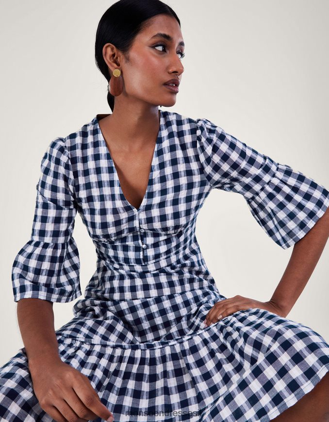 הַלבָּשָׁה Monsoon שמלת ג'ינגהם כחול (צי) נשים HTJ0TZ19