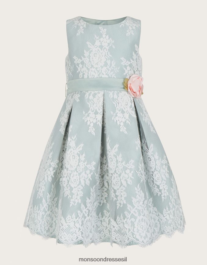 הַלבָּשָׁה Monsoon שמלת תחרה לולה ירוק ילדה HTJ0TZ1905