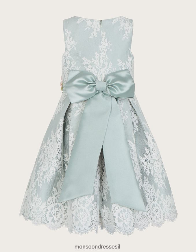 הַלבָּשָׁה Monsoon שמלת תחרה לולה ירוק ילדה HTJ0TZ1905