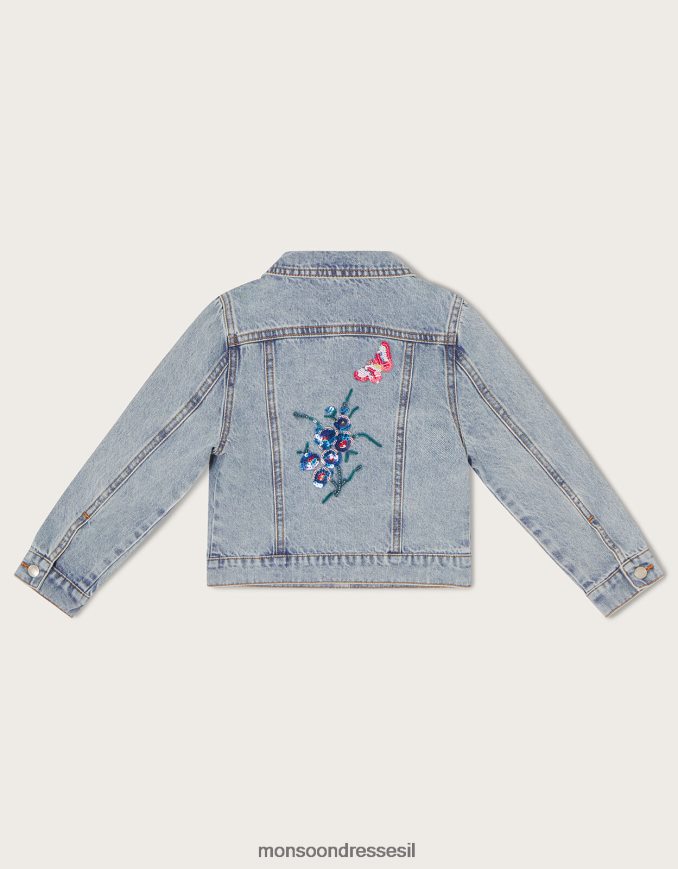 הַלבָּשָׁה Monsoon ז'קט ג'ינס פרחוני נצנצים כחול (כחול בהיר) ילדה HTJ0TZ1908