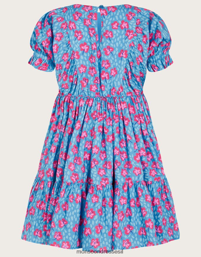 הַלבָּשָׁה Monsoon שמלה בהדפס פריחת הדובדבן כְּחוֹל ילדה HTJ0TZ1918