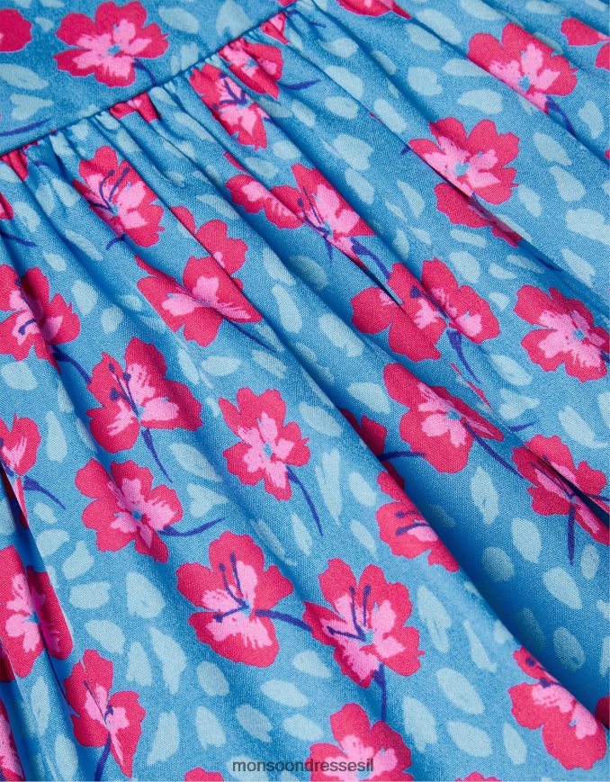 הַלבָּשָׁה Monsoon שמלה בהדפס פריחת הדובדבן כְּחוֹל ילדה HTJ0TZ1918