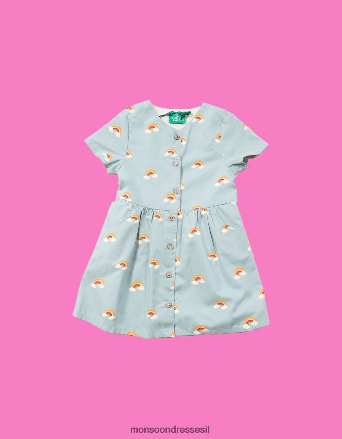 הַלבָּשָׁה Monsoon רדיקלים ירוקים קטנים מעל כפתור הקשת דרך השמלה כחול (כחול בהיר) יְלָדִים HTJ0TZ1922