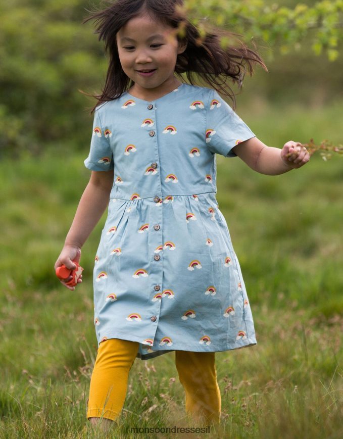 הַלבָּשָׁה Monsoon רדיקלים ירוקים קטנים מעל כפתור הקשת דרך השמלה כחול (כחול בהיר) יְלָדִים HTJ0TZ1922