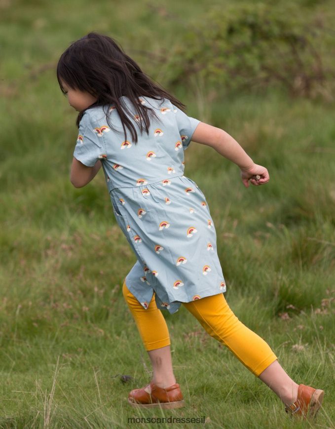 הַלבָּשָׁה Monsoon רדיקלים ירוקים קטנים מעל כפתור הקשת דרך השמלה כחול (כחול בהיר) יְלָדִים HTJ0TZ1922