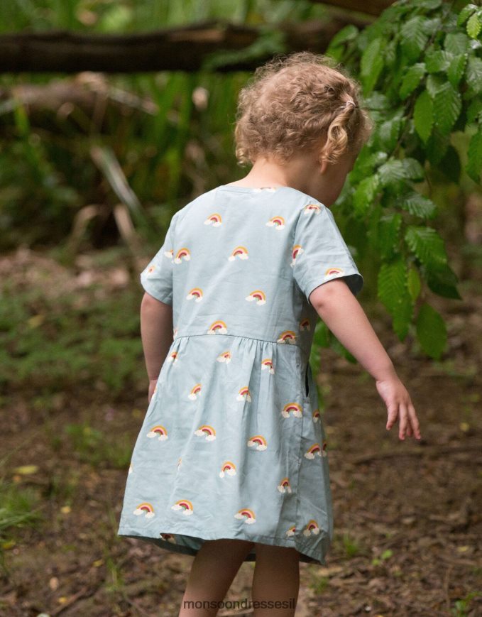 הַלבָּשָׁה Monsoon רדיקלים ירוקים קטנים מעל כפתור הקשת דרך השמלה כחול (כחול בהיר) יְלָדִים HTJ0TZ1922