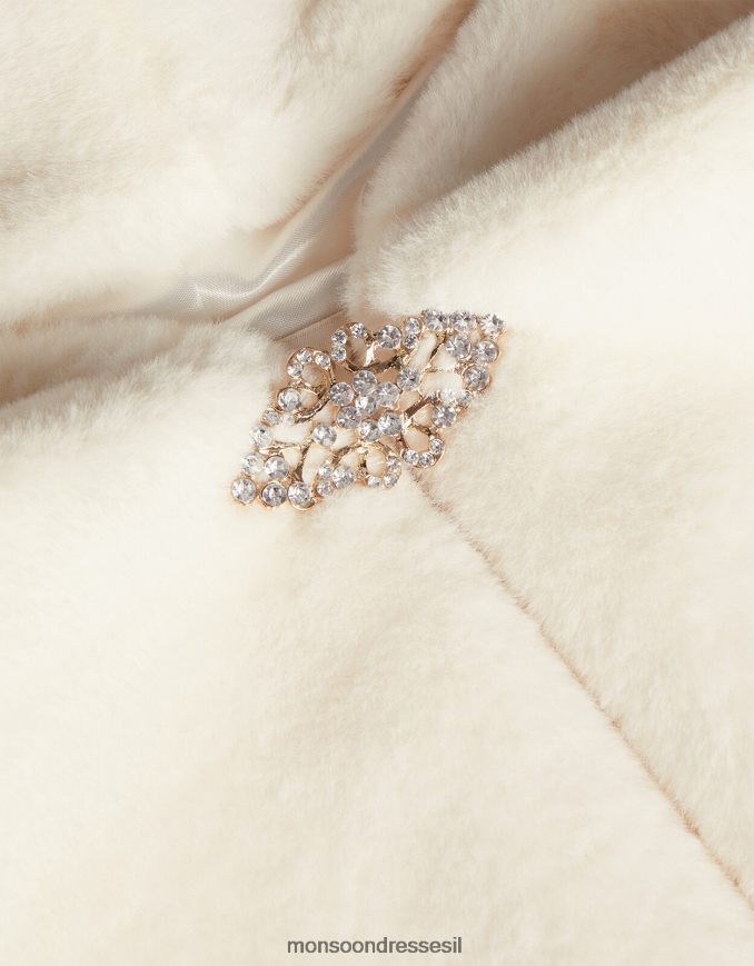 הַלבָּשָׁה Monsoon ארץ הפלא שכמיית פרווה מלאכותית ארוכה שֶׁנהָב ילדה HTJ0TZ1925