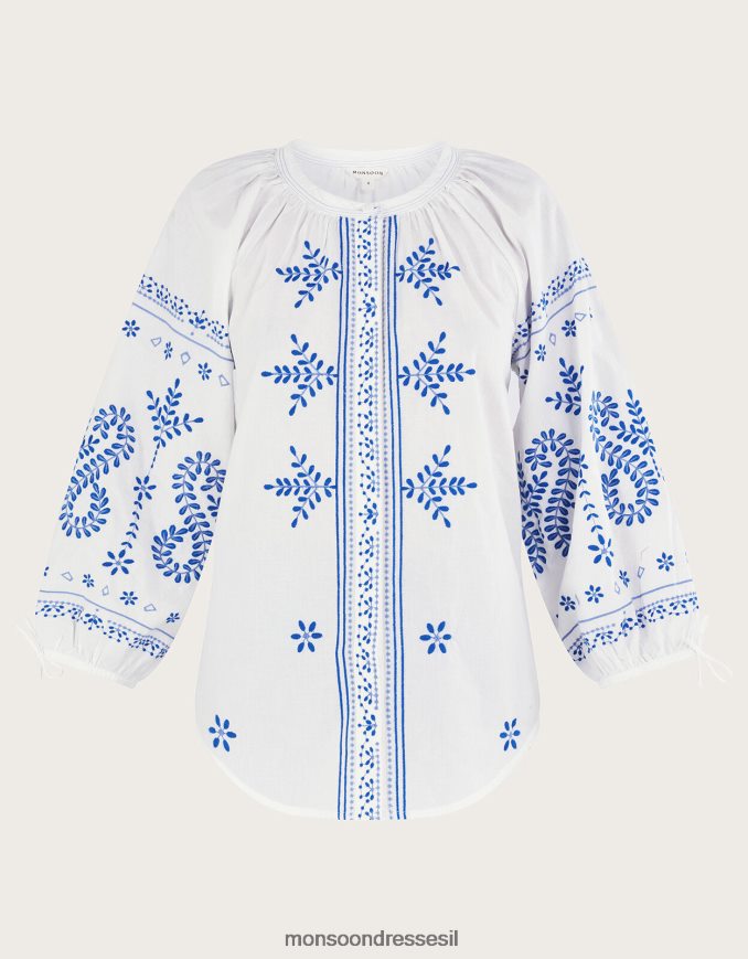 הַלבָּשָׁה Monsoon חולצה רקומה לבן נשים HTJ0TZ192