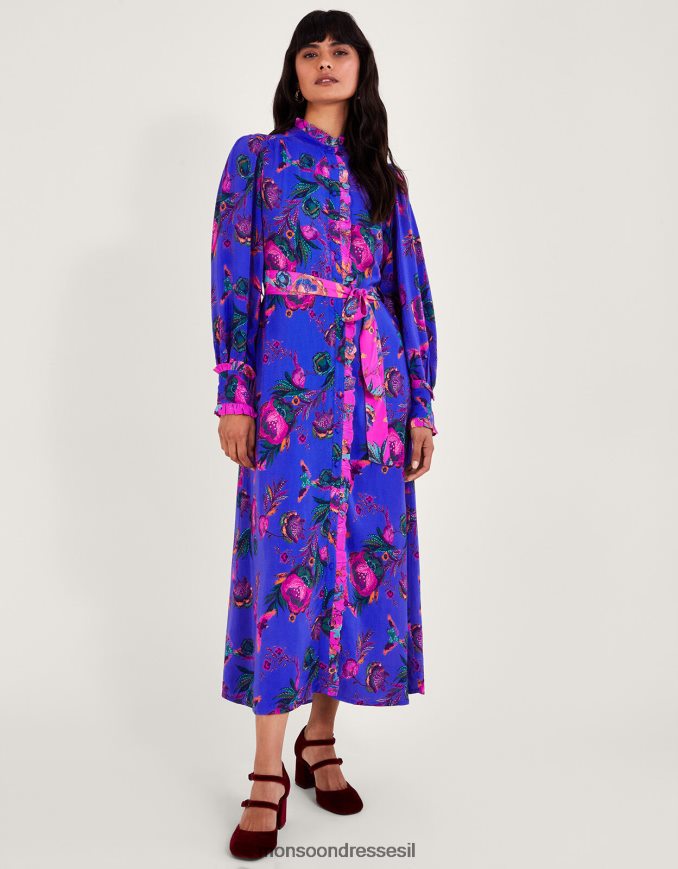 הַלבָּשָׁה Monsoon שמלת חולצה בהדפס ירדן כְּחוֹל נשים HTJ0TZ193