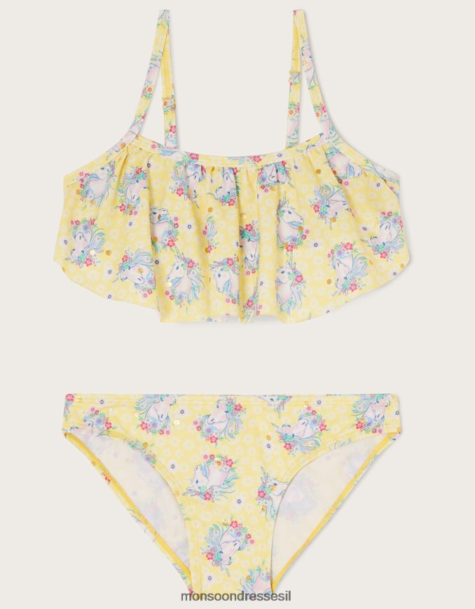 הַלבָּשָׁה Monsoon סט ביקיני סלסולים בנייר כסף חד קרן צהוב ילדה HTJ0TZ1932