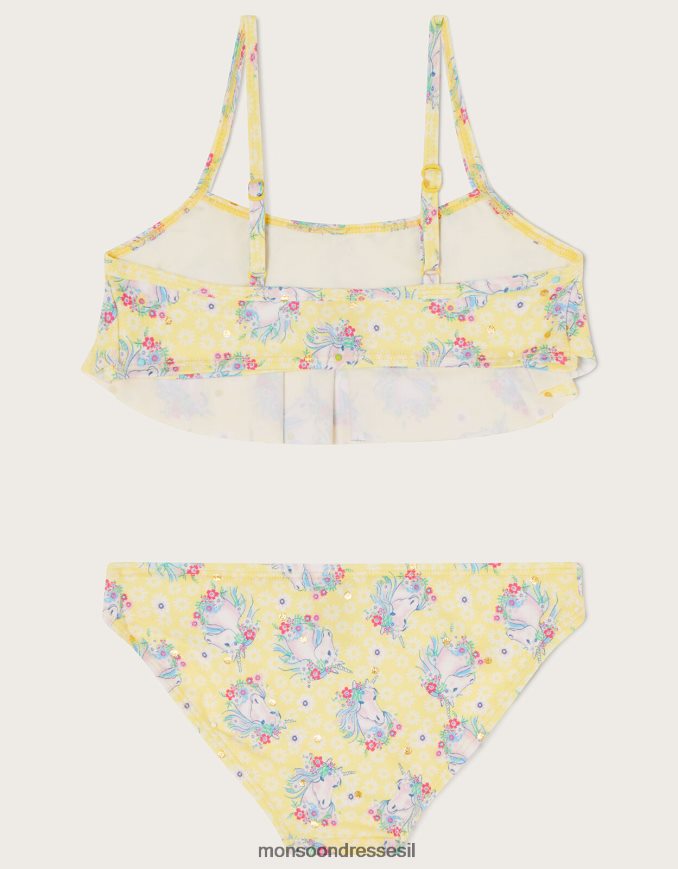 הַלבָּשָׁה Monsoon סט ביקיני סלסולים בנייר כסף חד קרן צהוב ילדה HTJ0TZ1932