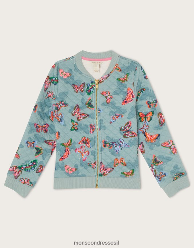 הַלבָּשָׁה Monsoon מעיל בומבר מרופד בהדפס פרפר כחול (אקווה) יְלָדִים HTJ0TZ1935