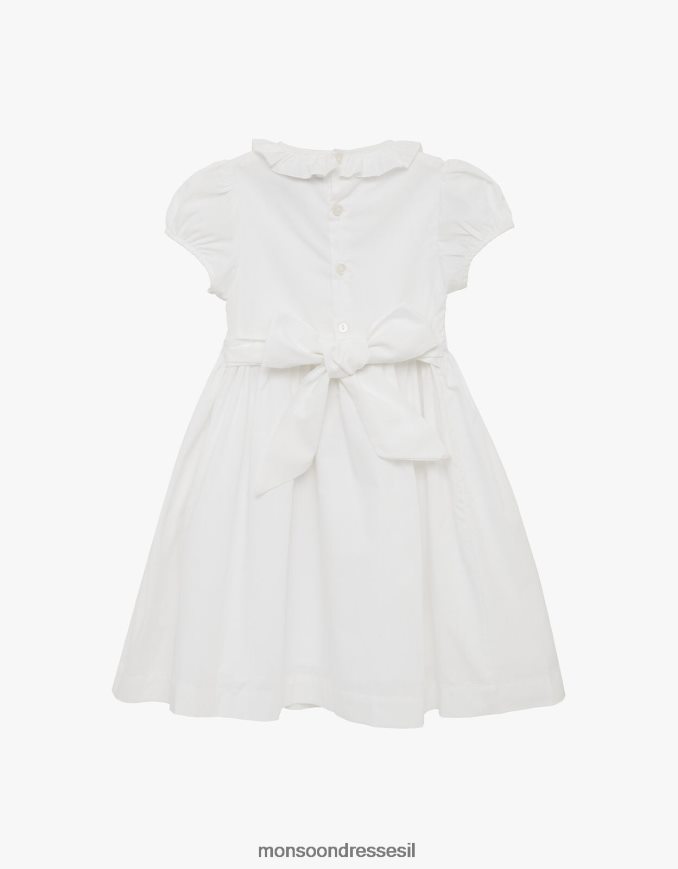 הַלבָּשָׁה Monsoon טרטר ערבה ורד שמלה מעוטרת ביד לבן יְלָדִים HTJ0TZ1938