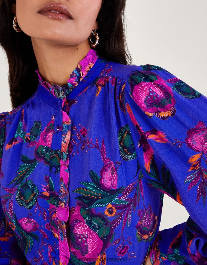 הַלבָּשָׁה Monsoon שמלת חולצה בהדפס ירדן כְּחוֹל נשים HTJ0TZ193