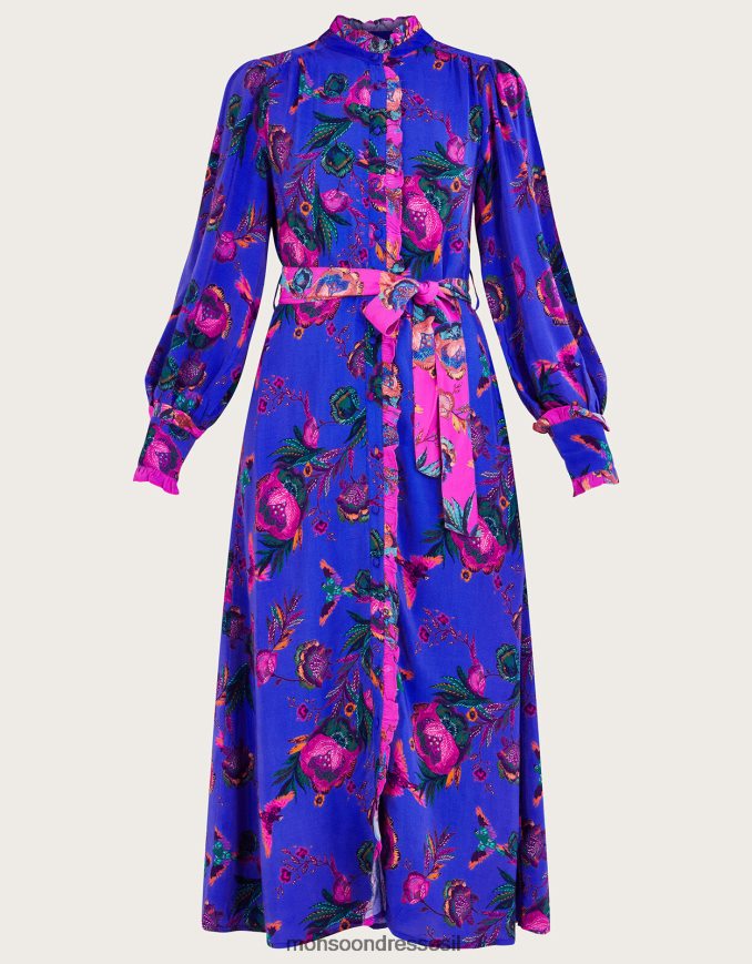 הַלבָּשָׁה Monsoon שמלת חולצה בהדפס ירדן כְּחוֹל נשים HTJ0TZ193