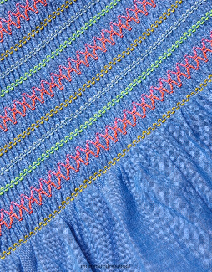 הַלבָּשָׁה Monsoon חליפת משחק מקושקשת של צ'מברי כְּחוֹל ילדה HTJ0TZ1947