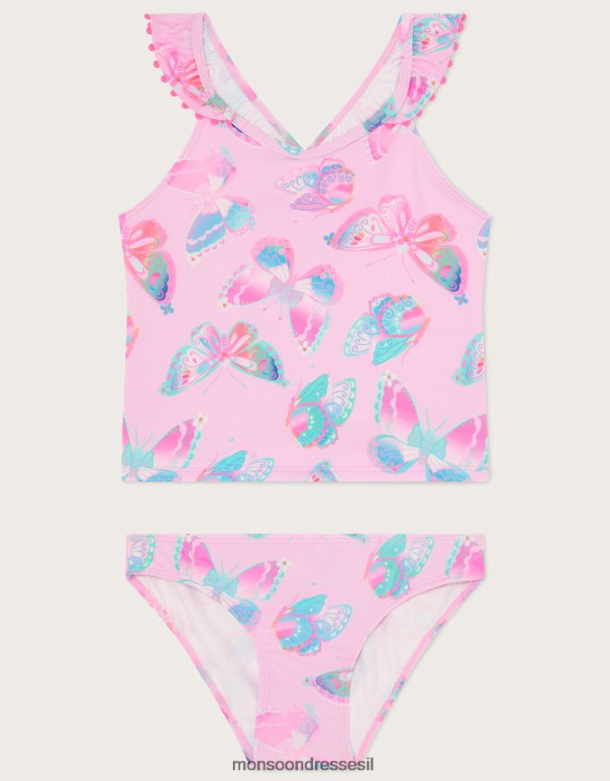 הַלבָּשָׁה Monsoon סט טנקיני פונפון בהדפס פרפר ורוד (ורוד חיוור) ילדה HTJ0TZ1953