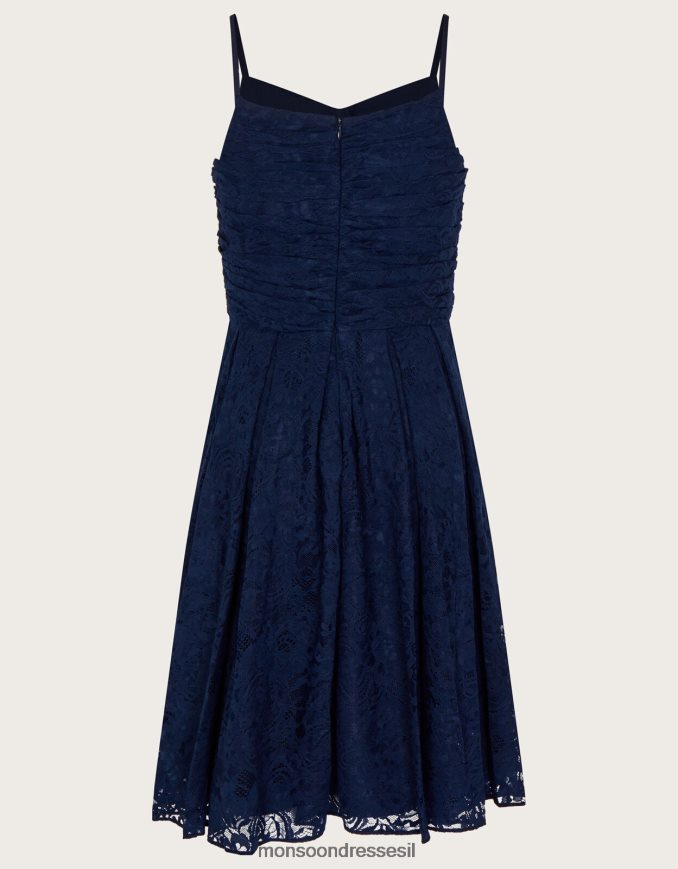 הַלבָּשָׁה Monsoon שמלת נשף קצרה עם רצועות תחרה של מאיה כחול (צי) ילדה HTJ0TZ1955